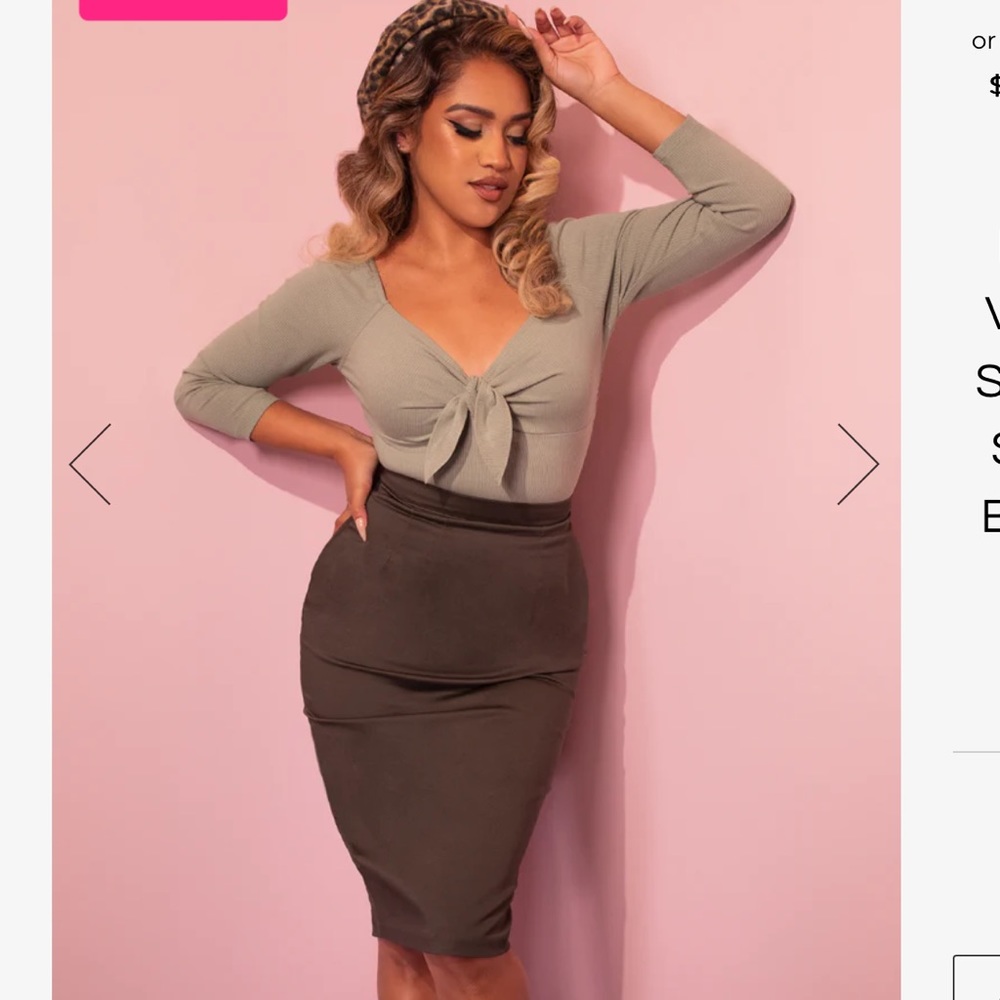 Vixen By Micheline Pitt Pencil Dark Green Skirt